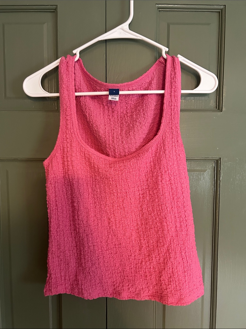 Old Navy Pink Textured Scoop Neck Tank Top